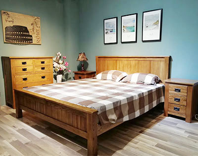 White Oak Double Bed Set